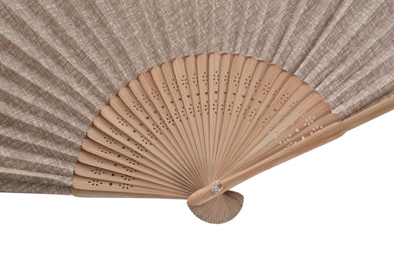 Salutto Hand Fan with Beautiful Fabric Printed (Coffee) - Image 4